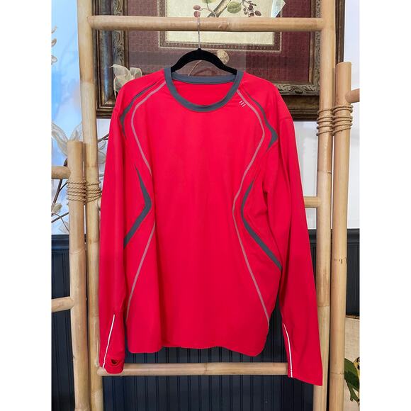 Lululemon Men’s XL Red Long Sleeve Athletic Running Shirt Reflective Logo - Picture 2 of 8